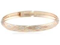 $129.99 Klassics 10K Gold 8mm 3 Color Diamond Pattern Bangle Bracelet